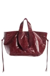 Isabel Marant Wardy Leather Shopper Tote In Burgundy