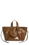 Isabel Marant Wardy Leather Tote Bag In Dark Khaki