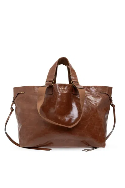 Isabel Marant Wardy Leather Tote Bag In Dark Khaki