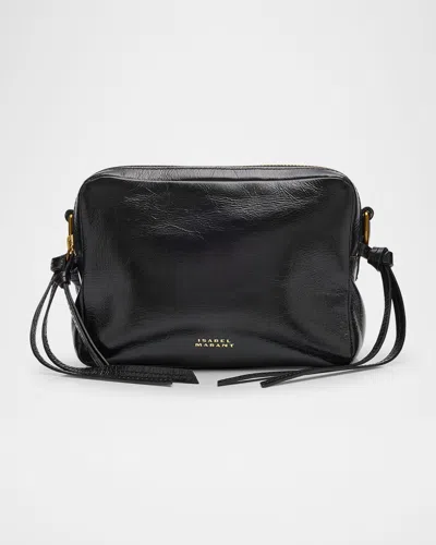 Isabel Marant Wardy Zip Leather Camera Shoulder Bag In Black