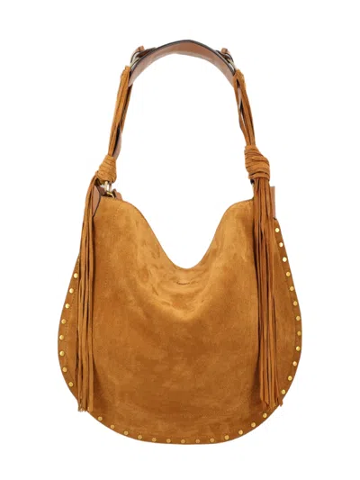 Isabel Marant Warm Tan Oskan Hobo Soft Velvet Shoulder Bag In Blue