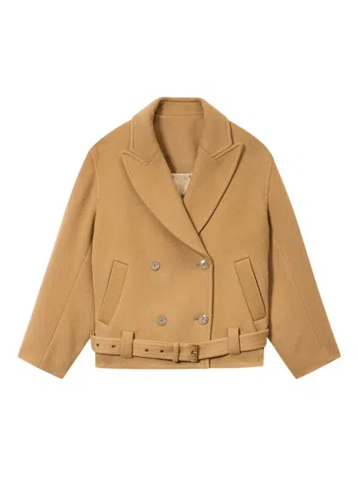 Isabel Marant Warna Belted Double-breasted Coat In Neutral