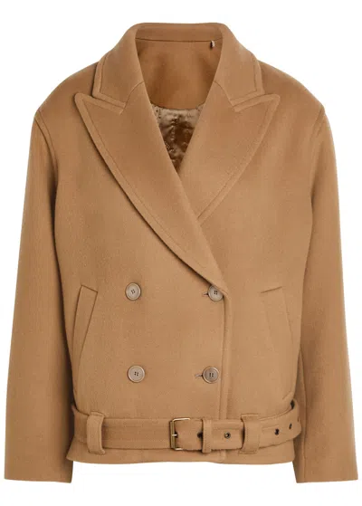 Isabel Marant Warna Belted Wool And Cashmere-blend Jacket In Brown