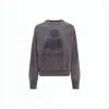 Isabel Marant Washed Charcoal Grey Long-sleeved Sweatshirt With Subtle Logo In Gray