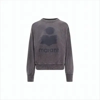 Isabel Marant Washed Charcoal Grey Long-sleeved Sweatshirt With Subtle Logo In Gray