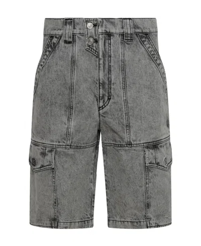 Isabel Marant Washed Denim Bermuda Shorts In Gray