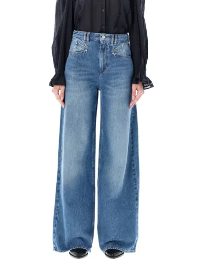 ISABEL MARANT WASHED-OUT BLUE COTTON DENIM JEANS FOR WOMEN