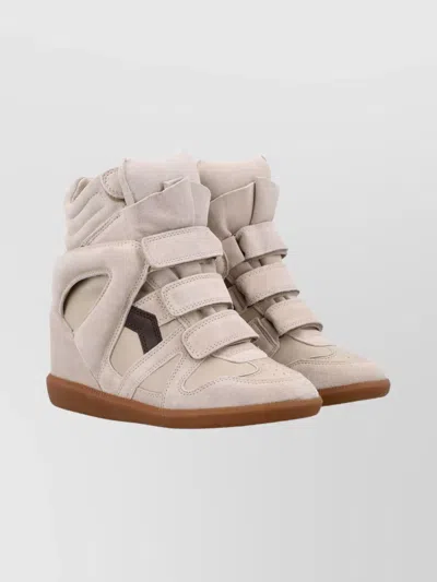 Isabel Marant Wedge Heel Suede Sneakers With Cut-out Design In Pink