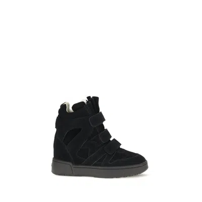 Isabel Marant Wedge Suede Sneaker In Black