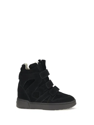 Isabel Marant Wedge Suede Sneakers In Black