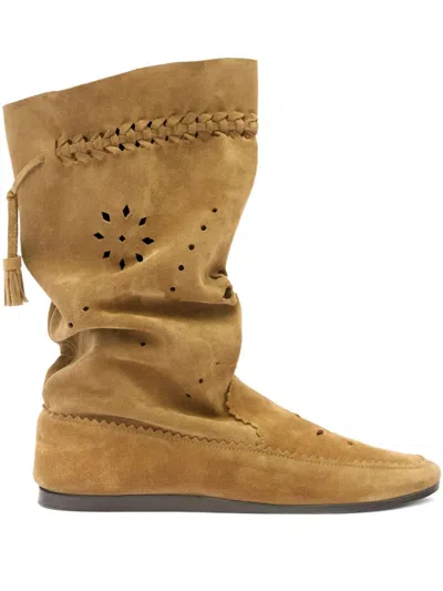 Isabel Marant Welky Leather Boots In Brown