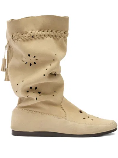 Isabel Marant Welky Sand Cuir Boots In Neutral