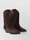 Isabel Marant Western Style Suede Ankle Boots With Stacked Heel
