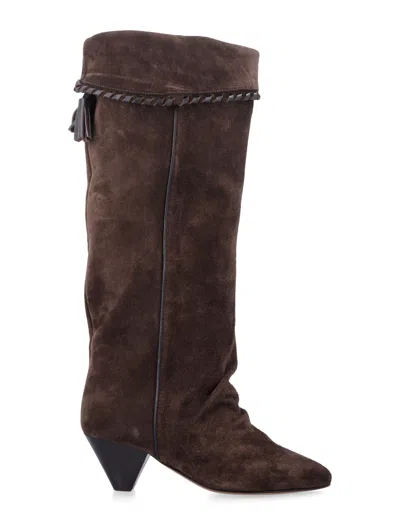 Isabel Marant Western-inspired Tall Boots With Sculptural Heel In Brown