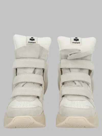 Isabel Marant Balskee Wedge Sole Padded Collar Leather Sneakers In Gray