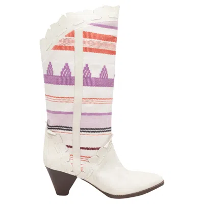 Pre-owned Isabel Marant White & Multicolor  Textile & Leather Cowboy Boots