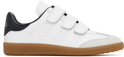 Isabel Marant Beth Logo Velcro Straps In White Leather And Suede