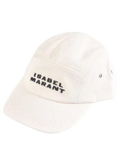 ISABEL MARANT WHITE BLACK LOGO CAP