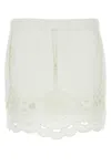 Isabel Marant Palmira Mini Skirt With Embroidered Palm Motifs And Scalloped Hem In White
