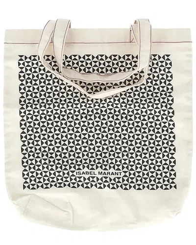 Pre-owned Isabel Marant White Cotton Printed Canvas Tote (authentic Pre-loved)