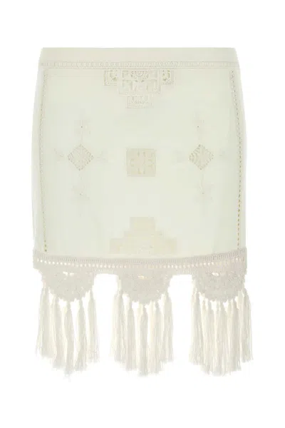 Isabel Marant White Cotton Sandals Mini Skirt In Multi