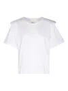 Isabel Marant Crew Neck Shoulder Detail Short Sleeve Top In White