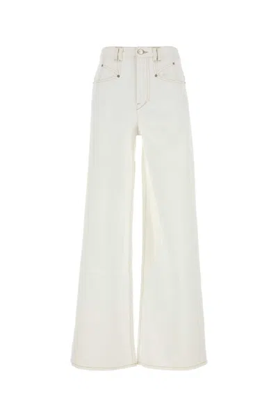 Isabel Marant White Denim Lemony Flared Leg Jeans