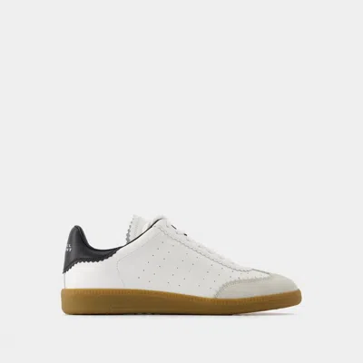 Isabel Marant Bryce White Low Top Sneakers With Suede Insert And Logo Detail In Leather Woman