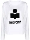 Isabel Marant Relaxed Fit Long-sleeve Linen Top With Graphic Logo In White