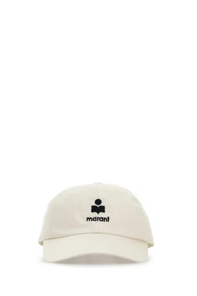 Isabel Marant White Logo Textured Baseball Hat