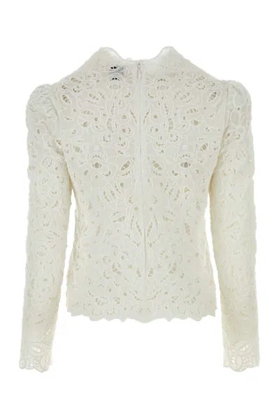 Isabel Marant White Long Sleeve Top In Lace Woman