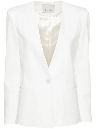 ISABEL MARANT WHITE MANZIL SINGLE-BREASTED BLAZER