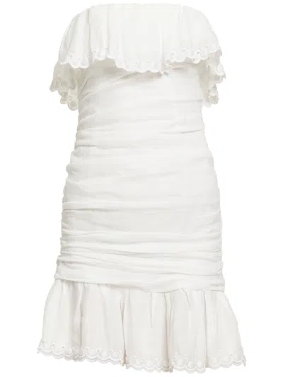 Isabel Marant White Off-the-shoulder Short Dress With Ruffle