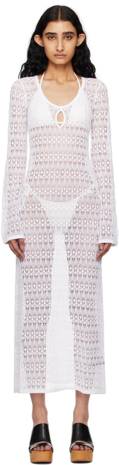 Isabel Marant White Poros Midi Dress In 20wh White