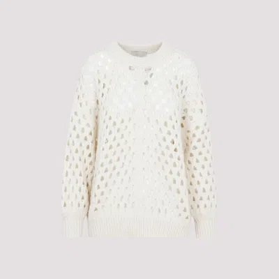 ISABEL MARANT WHITE ROUND RIBBED NECK SWEATER
