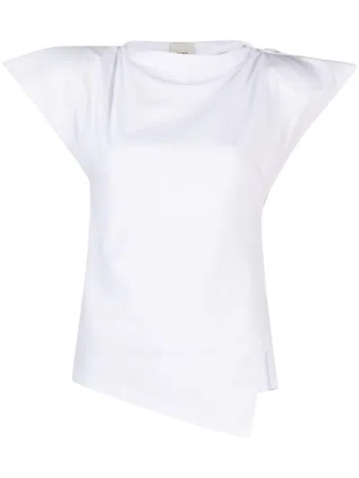 ISABEL MARANT WHITE SEBANI PADDED ASYMMETRIC T-SHIRT