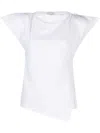 Isabel Marant Padded Boat Neck T-shirt With Asymmetric Hem In White