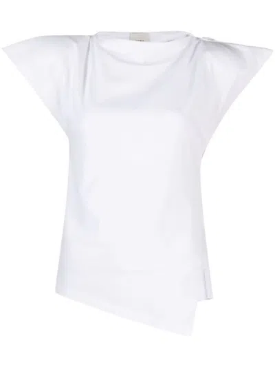 ISABEL MARANT WHITE SEBANI PADDED ASYMMETRIC T-SHIRT