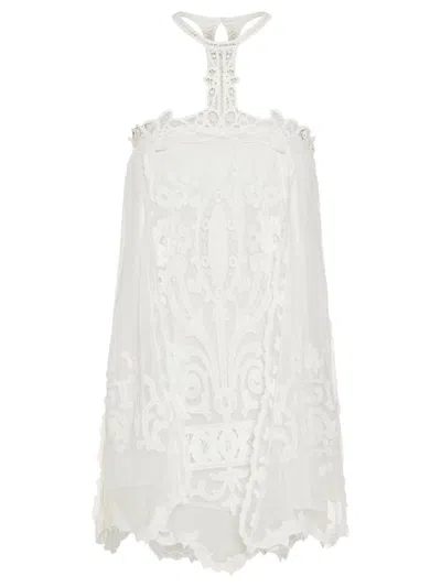 Isabel Marant White Sheer Short Dress In Bianco