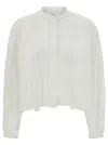 ISABEL MARANT WHITE SHIRT WITH EMBROIDERIES IN RAMIE WOMAN