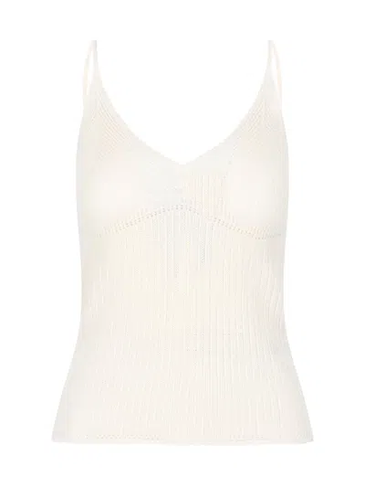 Isabel Marant White Silk-cotton Ribbed Tank Top In Beige