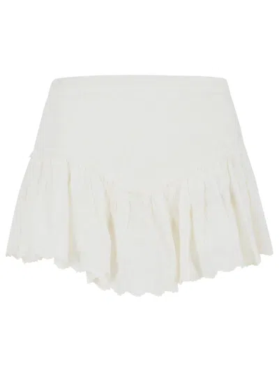 Isabel Marant White Zoelia Embroidered Cotton-silk Shorts