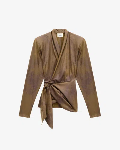 Isabel Marant Cinaye Wrap-over Top In Bronze