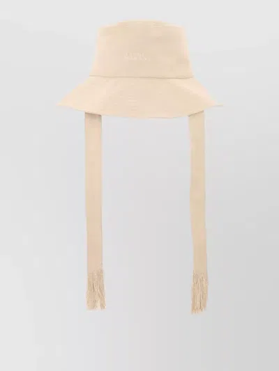 Isabel Marant Wide Brim Hat Frayed Edges Long Straps In Neutral