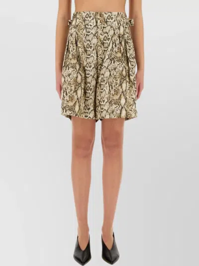 Isabel Marant Wide Fit Animal Print Pleated Shorts In Multicolor
