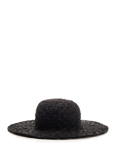 Isabel Marant Wide Hat In Black Raffia