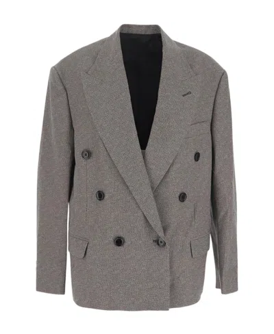 Isabel Marant Wide-lapels Double-breasted Blazer In Gray