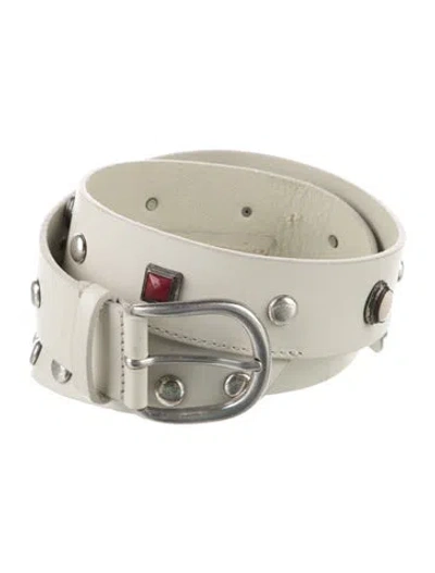 Pre-owned Isabel Marant Wide Leather Belt In White
