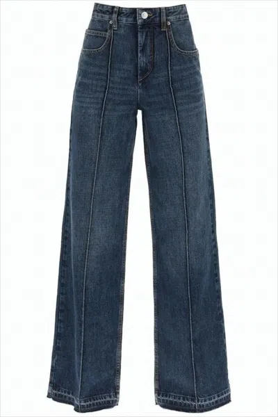 Isabel Marant Wide-leg Denim Pants With Vertical Seams In Blue