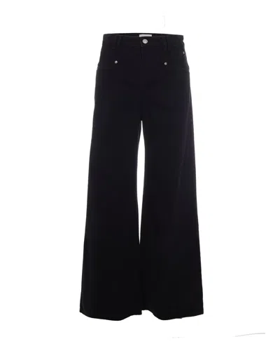 Isabel Marant Wide-leg Faded Black Jeans With Concealed Closure In Blue